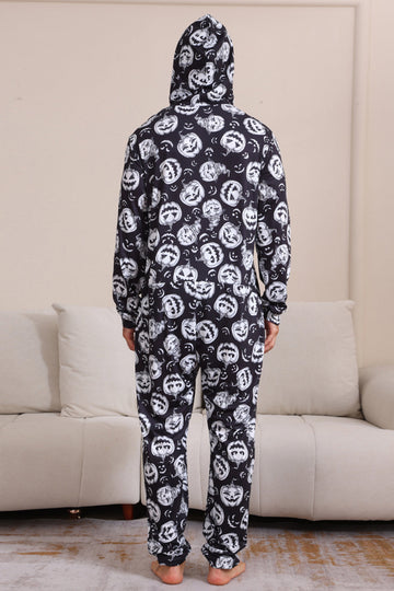 Pijama de una pieza de Halloween a juego con estampado de calabaza